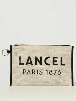 Pochette in iuta con logo Lancel