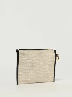 Pochette in iuta con logo Lancel