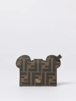 Portacarte di credito Fendi Best Friends Forever in pelle e cotone spalmato
