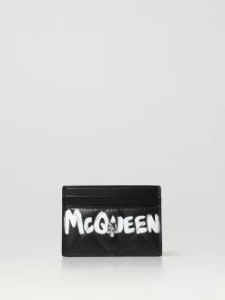 Portacarte di credito Skull Graffiti McQueen in pelle trapuntata