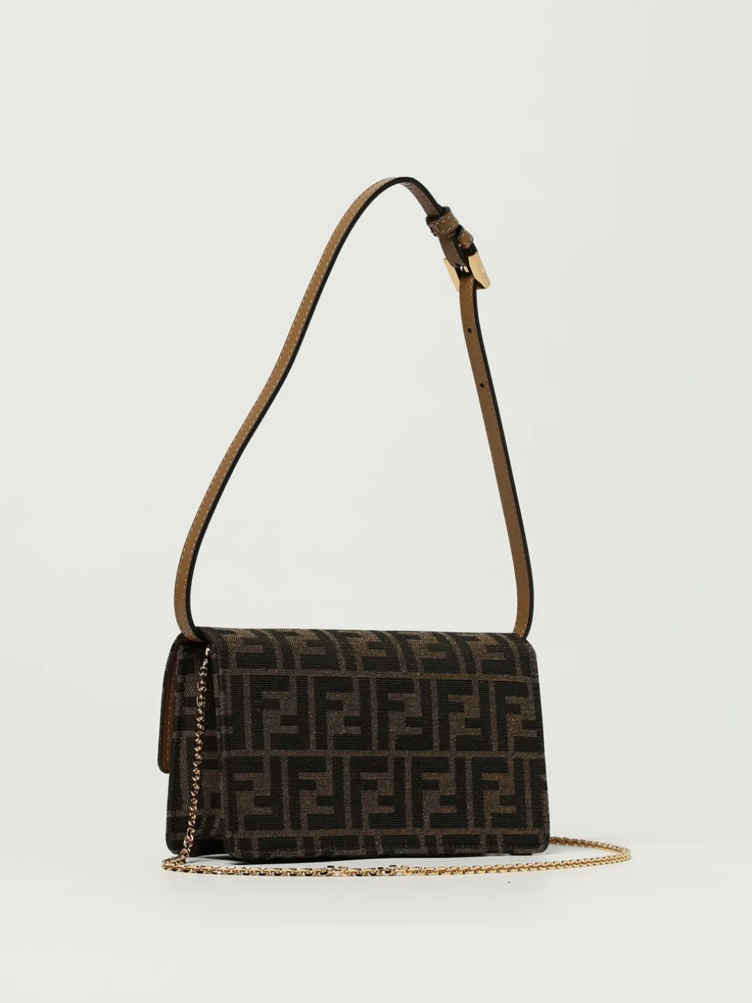 Portafoglio Baguette Fendi in misto cotone con monogram FF embossed