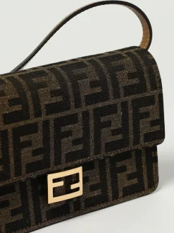 Portafoglio Baguette Fendi in misto cotone con monogram FF embossed