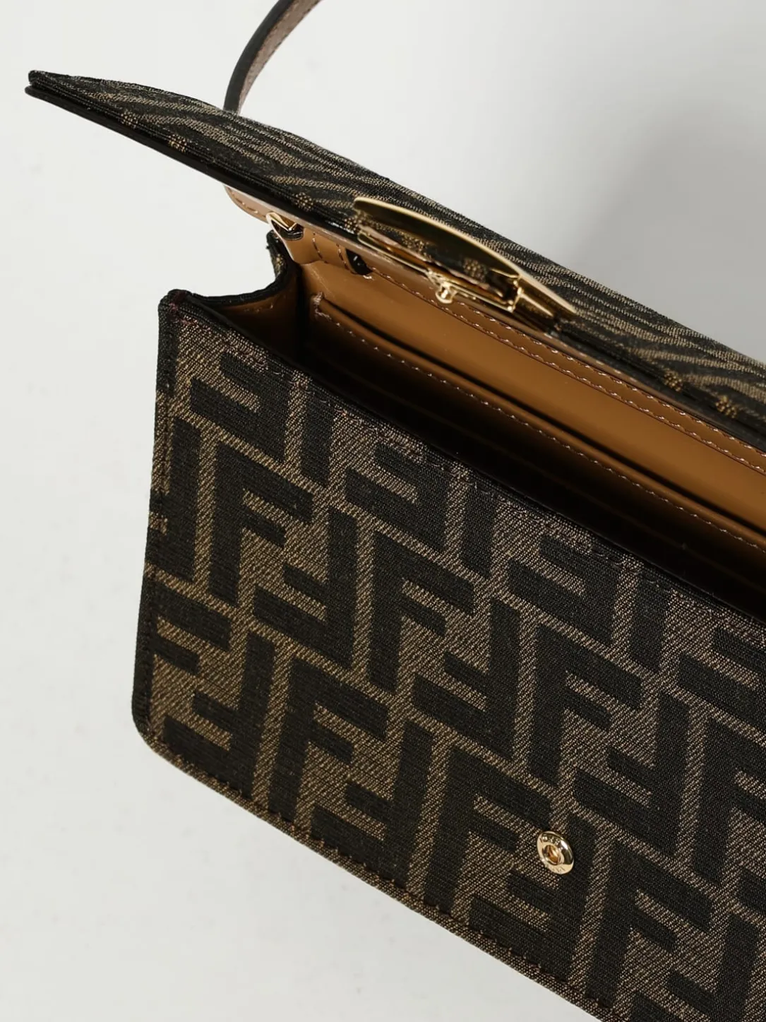 Portafoglio Baguette Fendi in misto cotone con monogram FF embossed