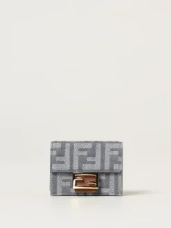 Portafoglio Micro Trifold Baguette Fendi in cotone jacquard FF