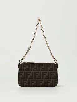 Pouch Baguette Fendi in cotone spalmato con monogram FF