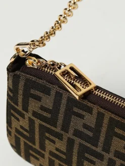 Pouch Baguette Fendi in cotone spalmato con monogram FF