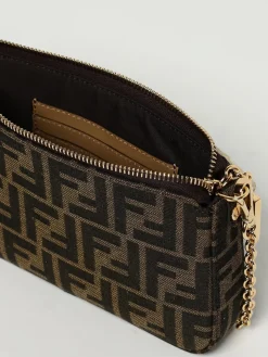 Pouch Baguette Fendi in cotone spalmato con monogram FF