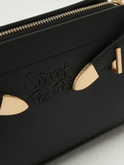 Pouch Quira Grain Secret Pon-Pon in pelle sintetica saffiano