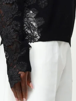 Pullover Liviana Conti in lana con inserti in pizzo