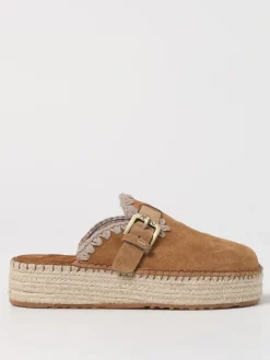 Sabot Jute Mou in camoscio con cuciture a contrasto