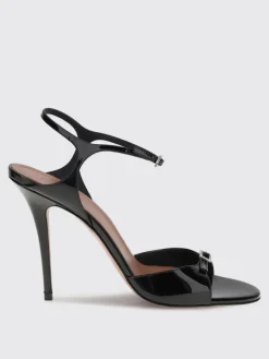 Sandalo Adut Amina Muaddi in vernice con fibbia gioiello