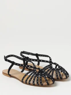 Sandalo Anna F. in camoscio con borchie applicate