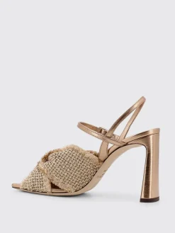 Sandalo Annika Jimmy Choo in rafia e pelle laminata