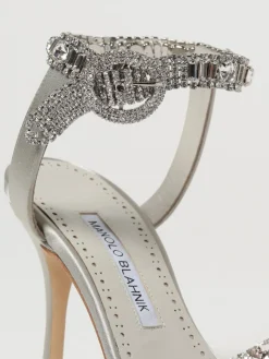 Sandalo Asasan Manolo Blahnik in raso con cristalli