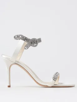 Sandalo Asasan Manolo Blahnik in raso con strass incastonati