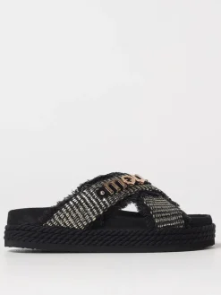 Sandalo Bounce Mou in rafia e cotone intrecciato con profili sfrangiati