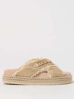 Sandalo Bounce Mou in rafia e cotone intrecciato con profili sfrangiati