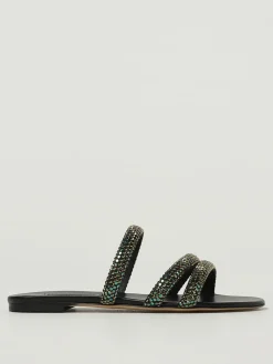 Sandalo Casadei in pelle con strass applicati