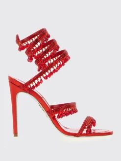 Sandalo Chandelier Rene Caovilla in raso con cristalli pendenti