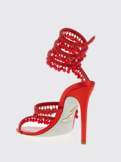 Sandalo Chandelier Rene Caovilla in raso con cristalli pendenti