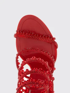 Sandalo Chandelier Rene Caovilla in raso con cristalli pendenti