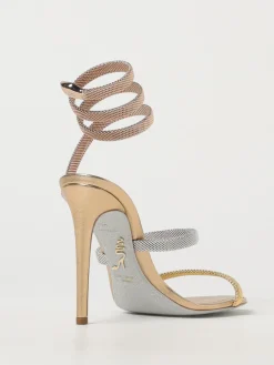Sandalo Cleo Rene Caovilla in pelle laminata e maglia metallica
