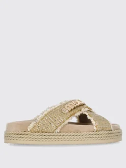 Sandalo Criss-Cross Mou in camoscio e rafia lurex