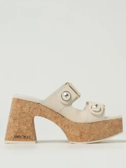 Sandalo Fayence Jimmy Choo in pelle con perle sintetiche