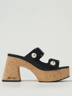 Sandalo Fayence Jimmy Choo in pelle con perle sintetiche