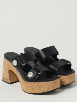 Sandalo Fayence Jimmy Choo in pelle con perle sintetiche