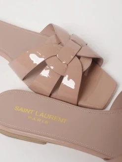 Sandalo flat Tribute in pelle verniciata Saint Laurent