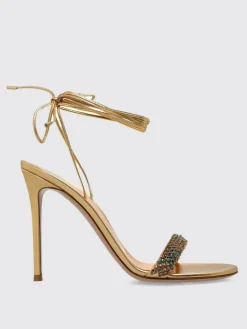 Sandalo Gianvito Rossi in nappa laminata con cristalli