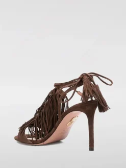 Sandalo Gytane Aquazzura in camoscio con frange
