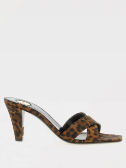 Sandalo Jill Saint Laurent in gros-grain animalier