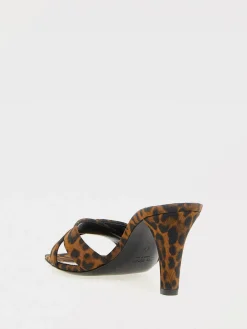 Sandalo Jill Saint Laurent in gros-grain animalier