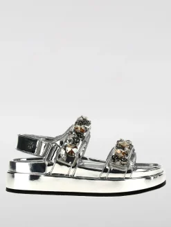 Sandalo Kira Sport Tory Burch in vernice laminata con strass incastonati