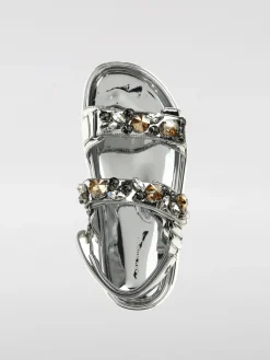 Sandalo Kira Sport Tory Burch in vernice laminata con strass incastonati