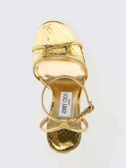 Sandalo Leo Jimmy Choo in pelle laminata stampa pitone