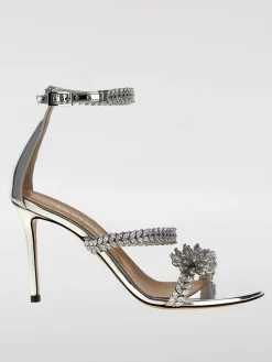 Sandalo Mach&Mach in vernice laminata con fettucce gioiello