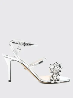 Sandalo Mach&Mach in vernice laminata con cuori pendenti