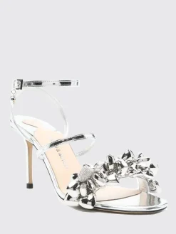 Sandalo Mach&Mach in vernice laminata con cuori pendenti