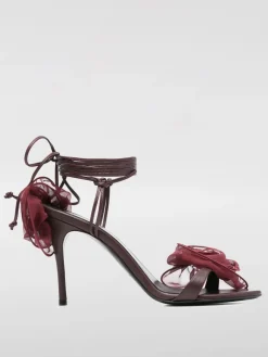 Sandalo Magda Butrym in nappa con rose di tulle applicate