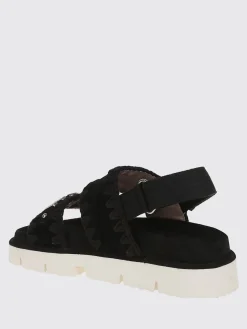 Sandalo Mou in camoscio con cuciture all'uncinetto