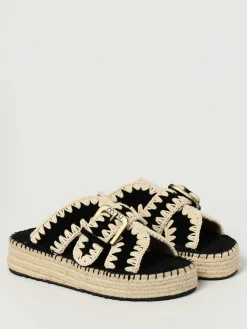 Sandalo Mou in camoscio con cuciture all'uncinetto