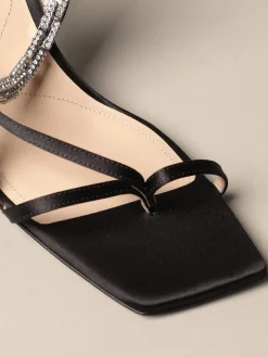 Sandalo Paciotti in raso con catena di strass