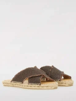 Sandalo Palmera Castañer in canvas di lino