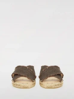 Sandalo Palmera Castañer in canvas di lino