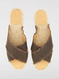 Sandalo Palmera Castañer in canvas di lino