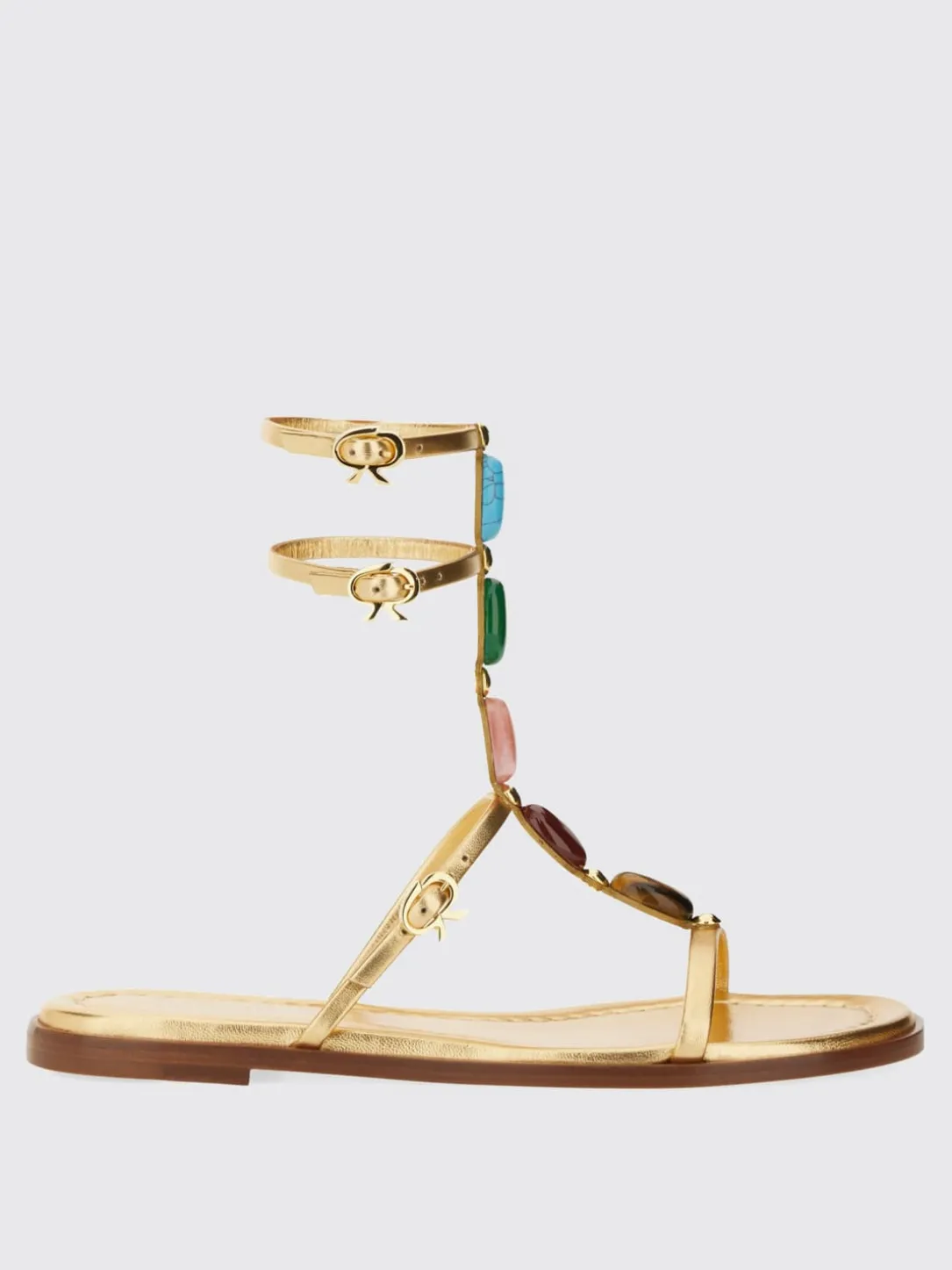 Sandalo Shanti Gianvito Rossi in pelle laminata con pietre