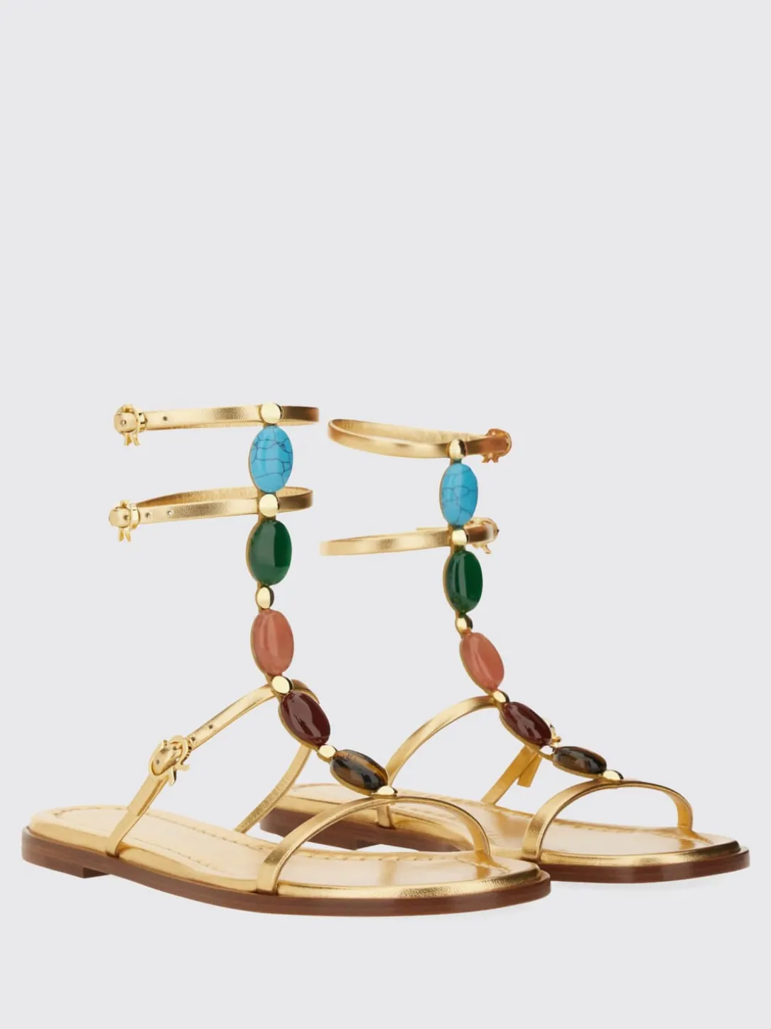 Sandalo Shanti Gianvito Rossi in pelle laminata con pietre